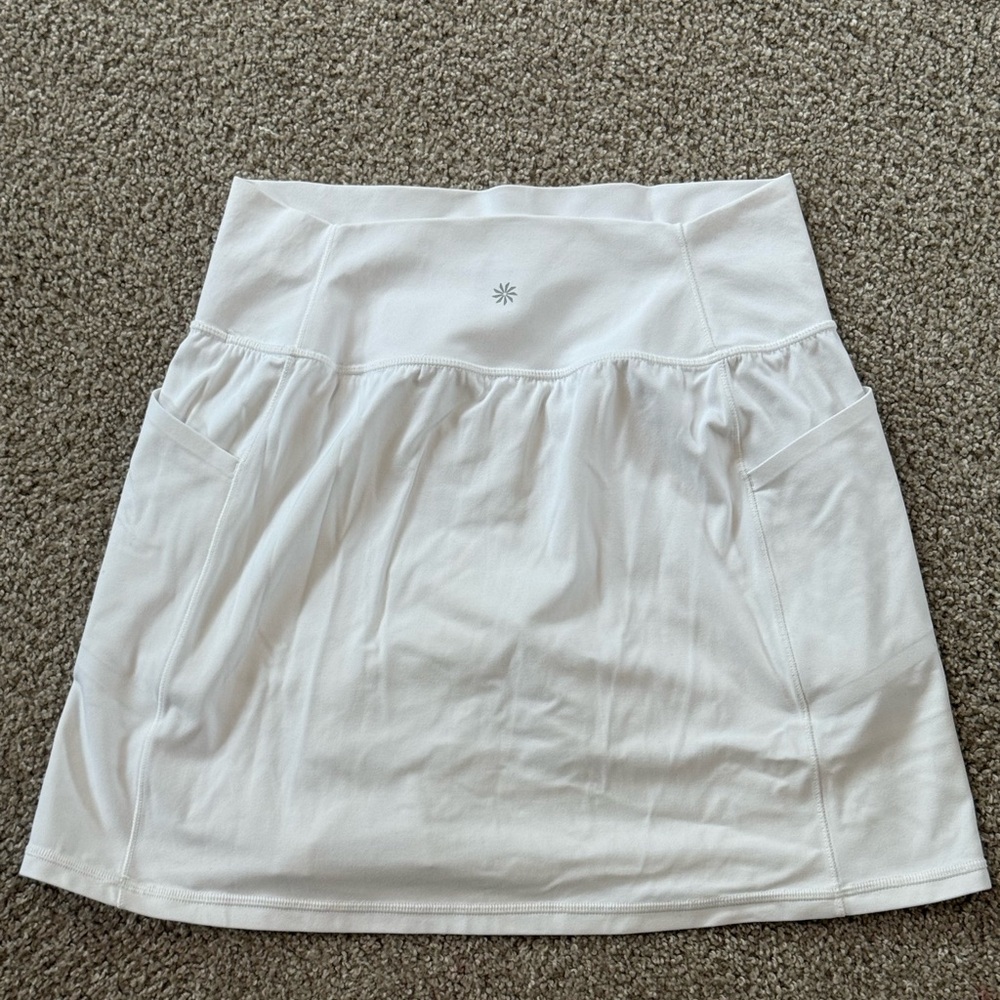 Athleta White Smocked A-Line Mini Skirt